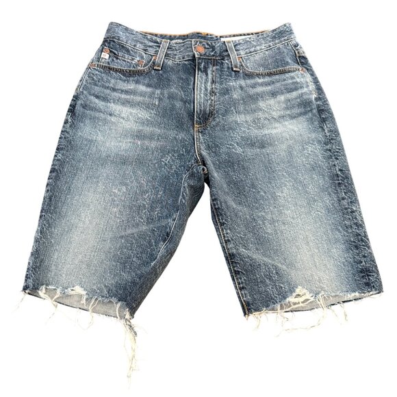 AG Chrissy Vintage Bermuda Women's Denim Shorts Frayed Cutoff Hem, Size 27 NWT